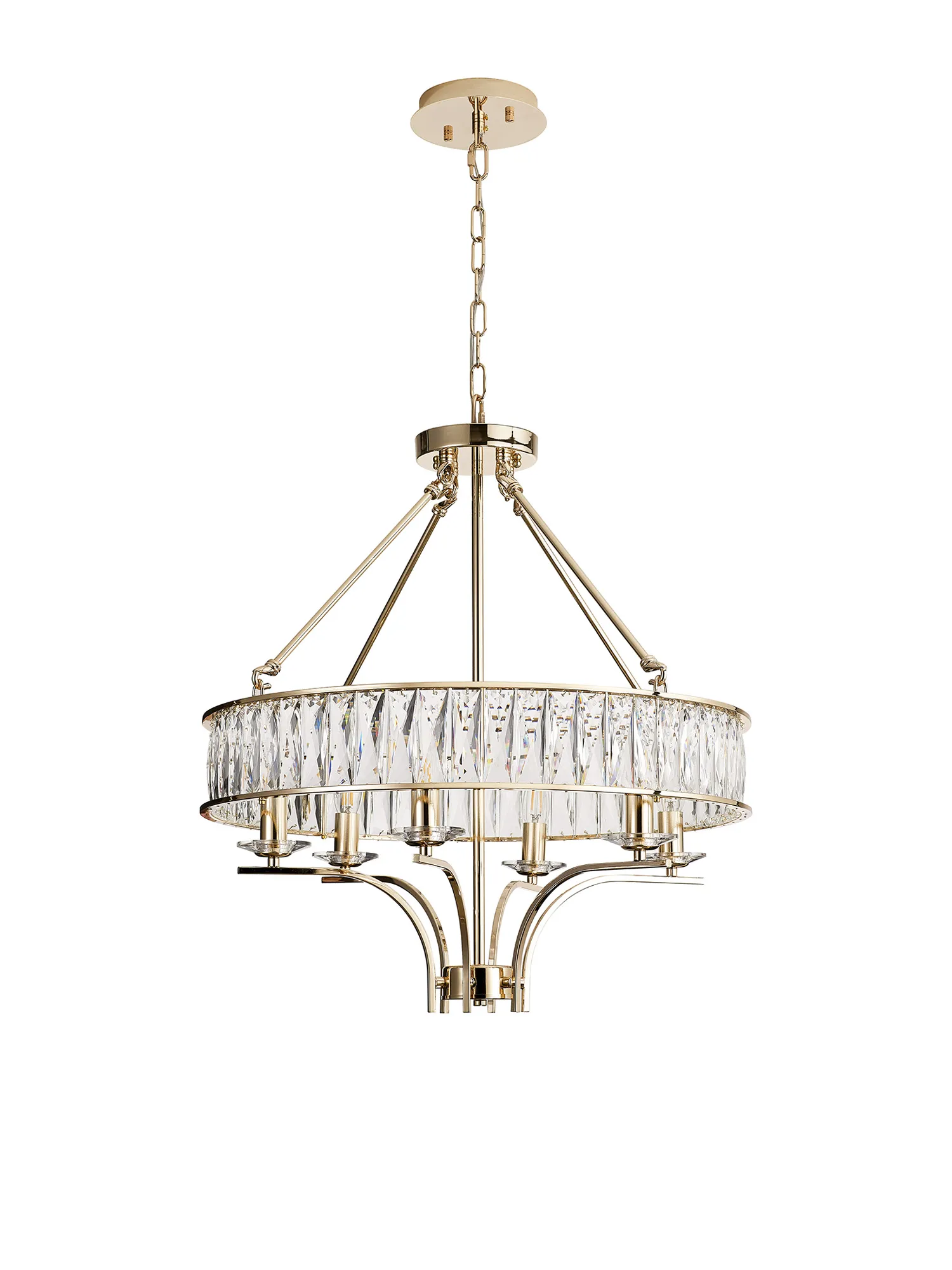 Vivienne Crystal Pendant/Semi Ceiling 6 Light French Gold IL31825  Diyas Vivienne French Gold
